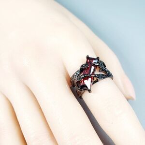 Brand New Top Fashion Titanium Red Stone Ring